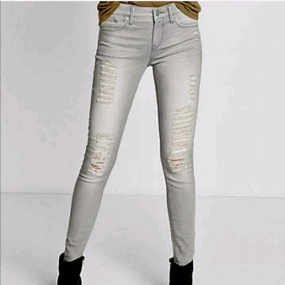 EXPRESS | Women's Skinny Jeans - Light Gray | Size 0 Short